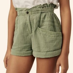 Free People Paperbag High Waist Shorts Green Size Medium
